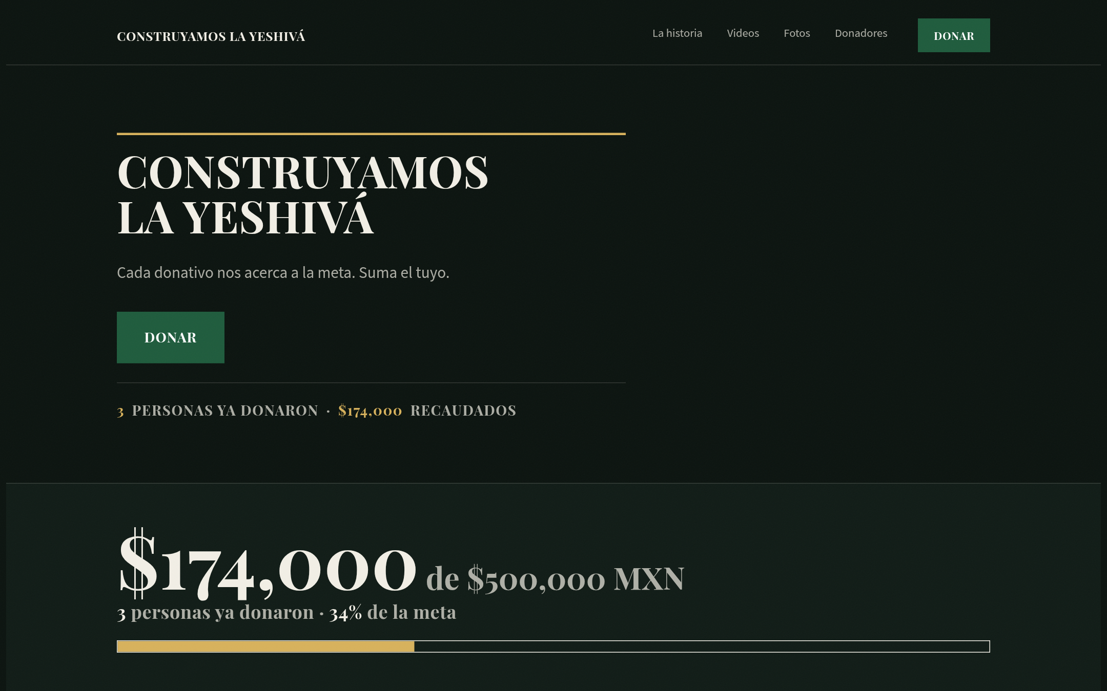La misma colecta con estilo Editorial: serif alta, verde y dorado